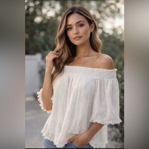 Aerie Cream Textured Top